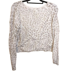 Peyton Primrose Size Small S Light Cheetah Print Neutral Fuzzy Sweater Long